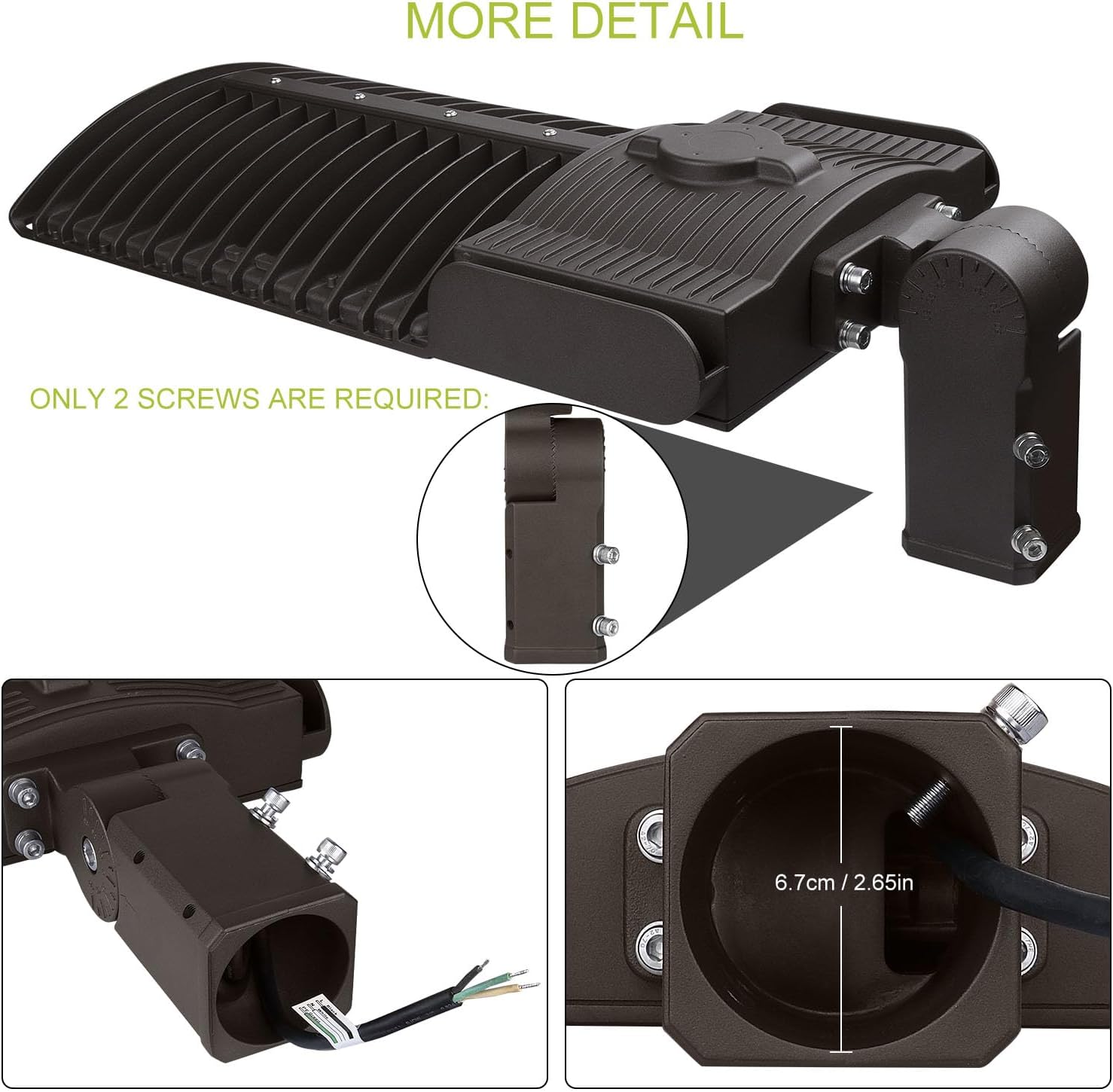 LED Parking Lot Light 400W 5700K 56000LM Commercial Shoebox Area Street Park Roadside Lighting Pole Fixture Super Bright IP65 Waterproof Outdoor Slip Fitter Mounting ETL Listed