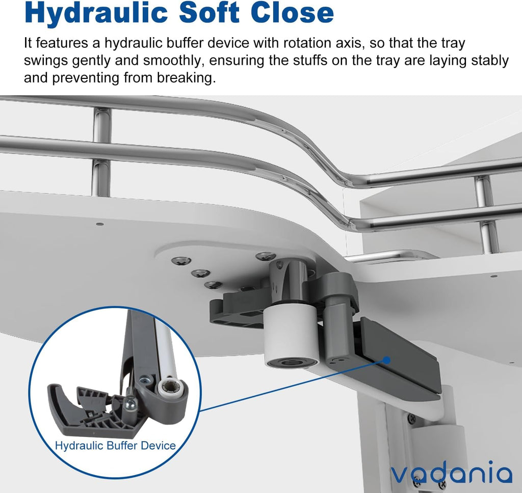 VADANIA Left Swing Pull Out Organizer for 32' Blind Corner Kitchen Cabinet, 2 Tiers Swing Tray, Soft Close, Left Handed Open