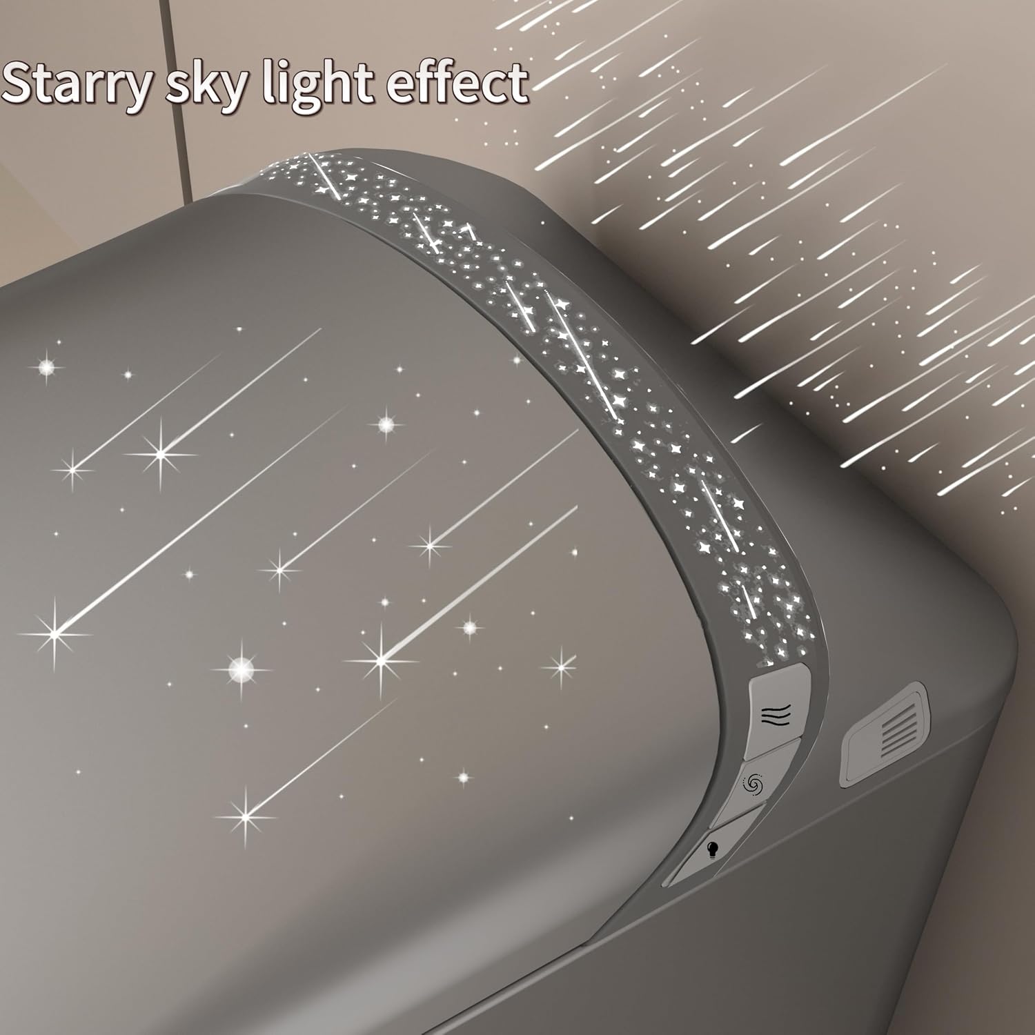 Smart Toilet with Starry Night Lighting Effects,Bidet Build in,Warm Air Drying,LED Light, Heated Seat, Automatic Switch Seat,ADA Comfortable Height (Grey)
