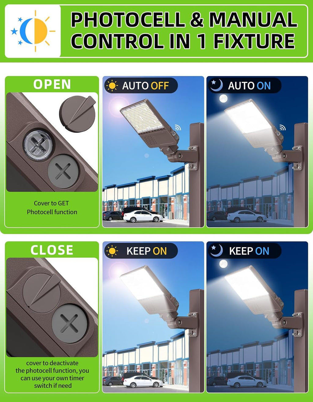 480V 200W LED Parking Lot Light with Photocell 30000LM 5000K LED Shoebox Light Pole Flood Fixture IP65 Commercial Area Lighting Arm & Slip Fitter in 1 Mount, AC277~480V