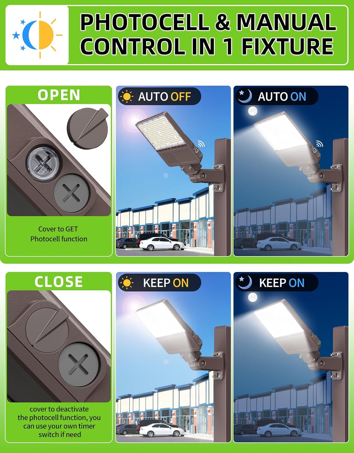 480V 200W LED Parking Lot Light with Photocell 30000LM 5000K LED Shoebox Light Pole Flood Fixture IP65 Commercial Area Lighting Arm & Slip Fitter in 1 Mount, AC277~480V
