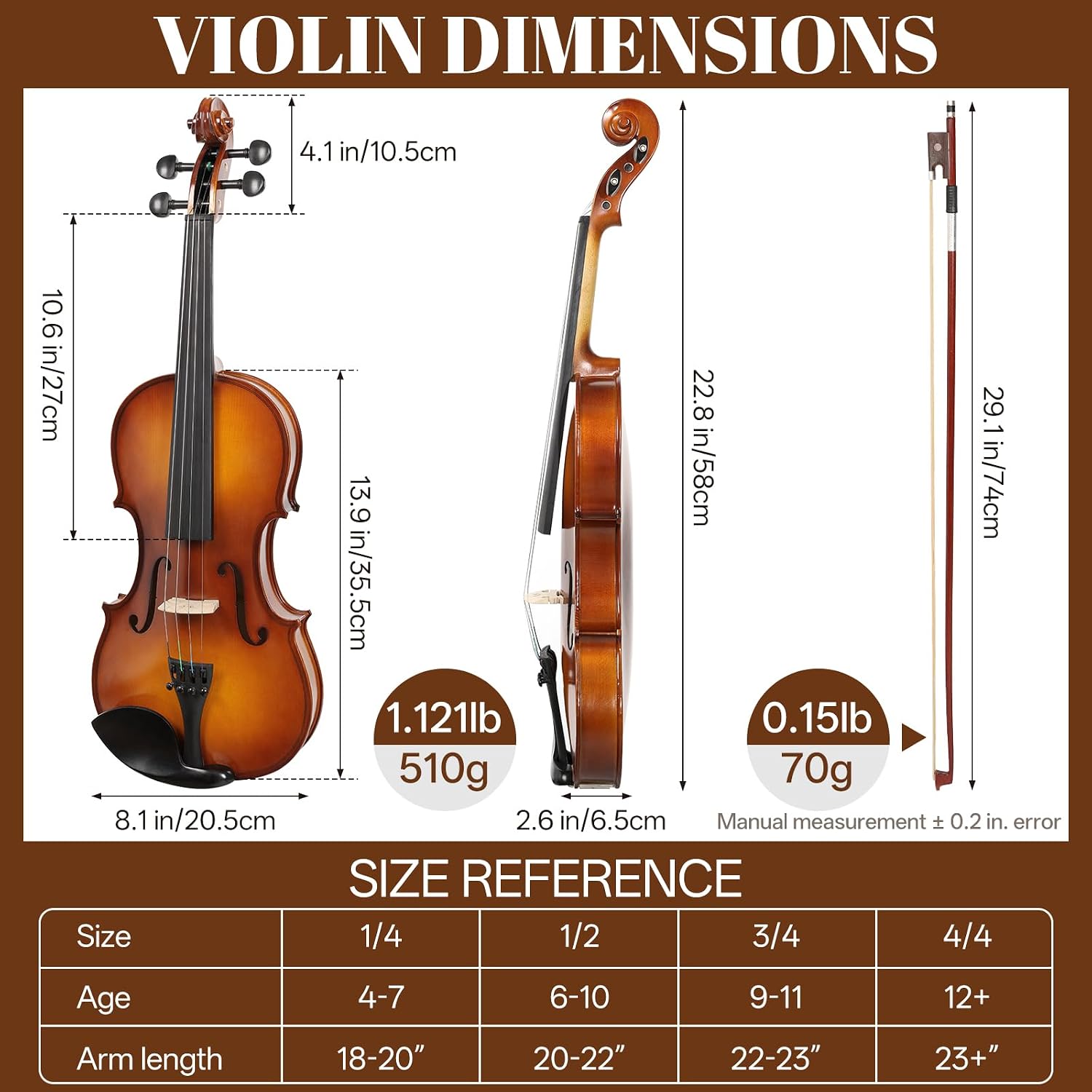 Kmise Violin 4/4 Full Set, High Density Ebony Violins, Glossy Acoustic Fiddle for Adults, Beginners, Students with Violin Case, Rosin, Strings, Bow, Shoulder Rest, Beginner's Guide (Ebony, 4/4)
