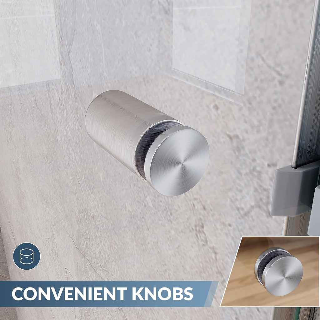 SUNNY SHOWER Bypass Sliding Shower Door Semi-Frameless Shower Enclosure 1/4'(6mm) Glass Sliding Bathroom Door, Brushed Nickel Finish, 48' W x 72' H