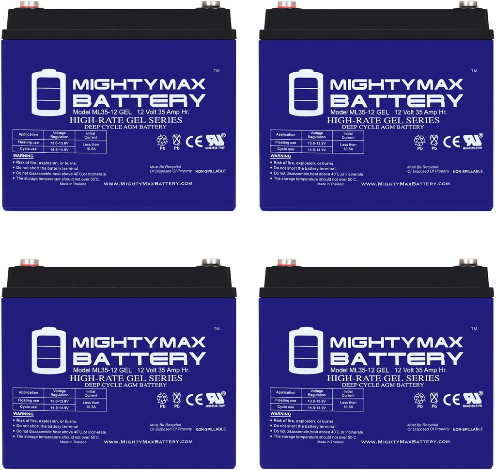 Mighty Max Battery 12V 35AH Gel Battery for Mobility Rascal Scooter Wheelchair - 4 Pack