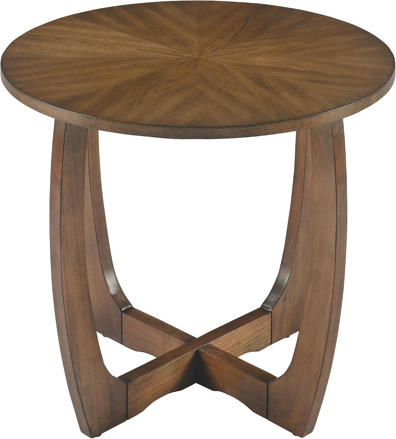 Solid Wood Round End Table with Splicing Top, Farmhouse Sofa Side Table, Beside Corner Table, Large Telephone Table for Living Room, Bedroom, 23.6' Dia x 21.7'H , Easy Assembly, Rustic Brown CJZ3223