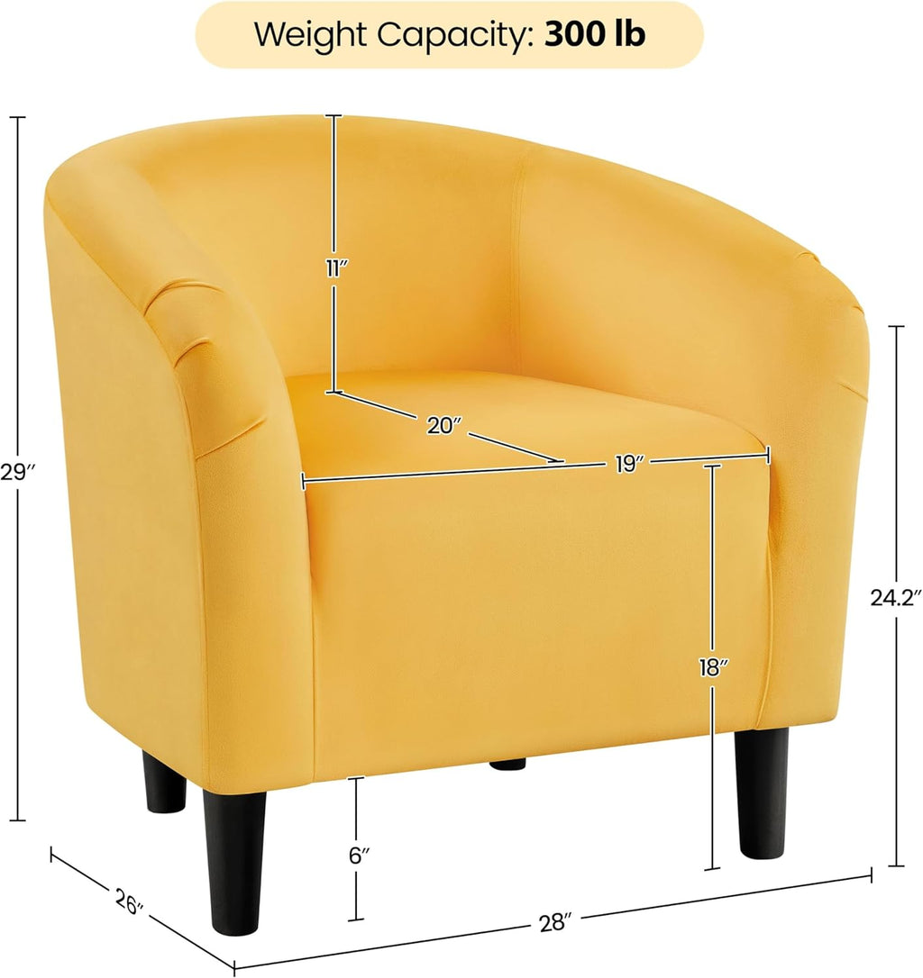 Yaheetech Barrel Chairs, Velvet Accent Chairs with Soft Padded Armrest for Living Room Bedroom Waiting Room Office, Set of 2, Yellow