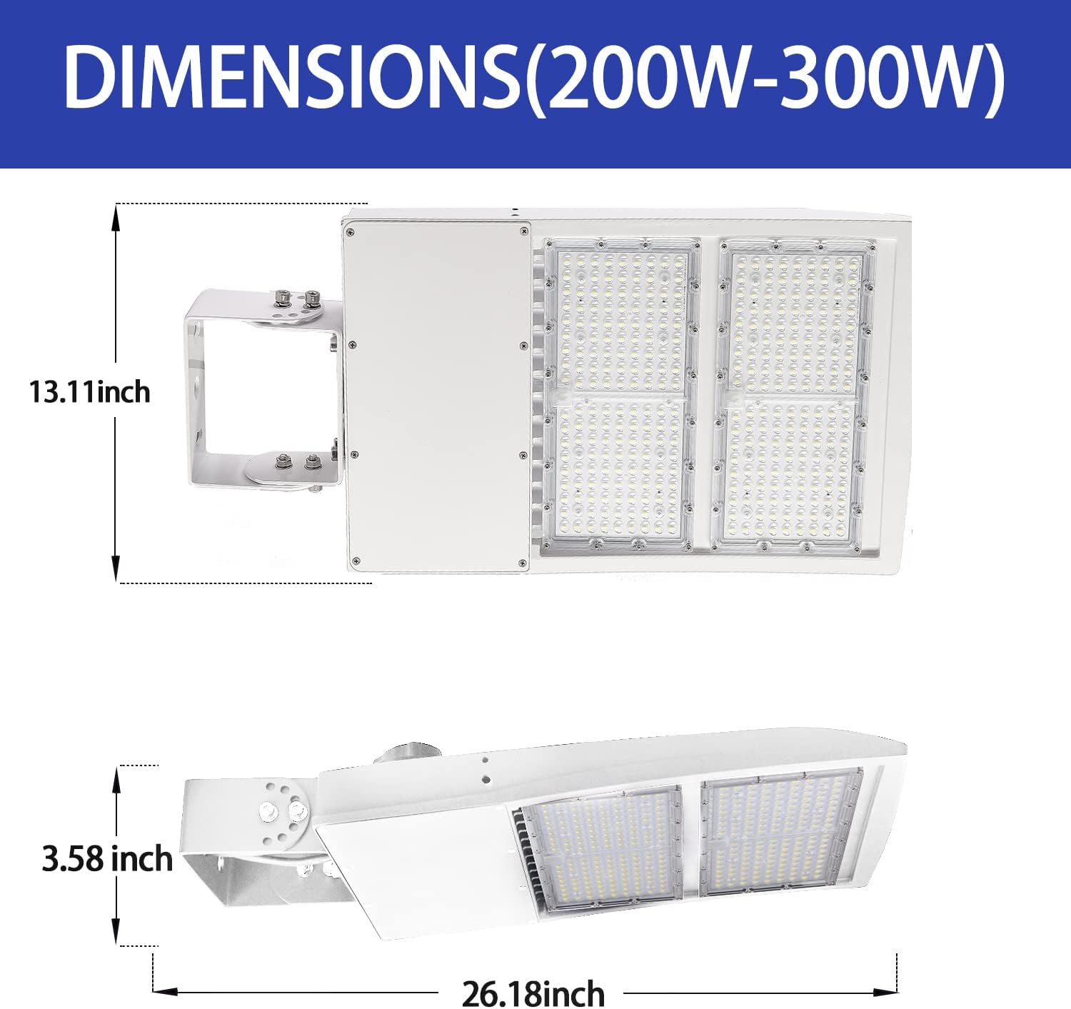 OSTEK 300W LED Parking Lot Light, 42000LM 5000K White LED Shoebox Light [1000W MH/HPS Equiv.] Adjustable Yoke Mount Outdoor Pole Court Street Lighting- 100-277V