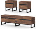 WAMPAT TV Stand and End Table Set of 3, 70 Inch TV Stand and 2 End Table Set with 2 Drawers for Living Room, Entertainment Center, Console TV Table Living Room Table Sets,Brown