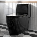 Black Toilet with Rimless Swirl Flush, Los Flexi 17.3' ADA Modern Elongated One Piece Toilets For Bathrooms, Dual Flush 1.0/1.28 GPF, Comfort Chair Height, Soft-Close Black Toilet Seat & 12' Rough-In