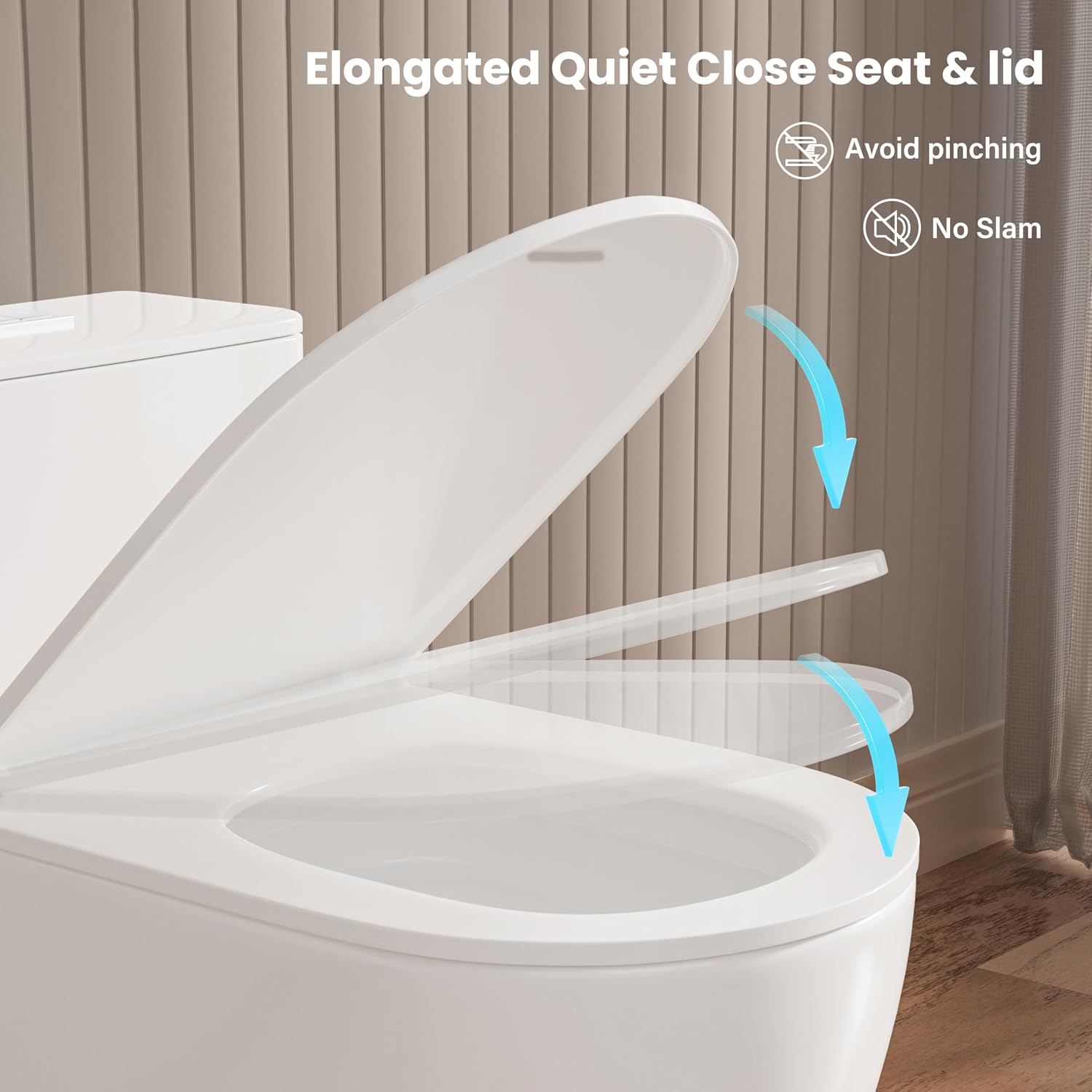 Casta Diva Elongated One Piece Toilet with 17' ADA Comfort Chair Height Seat Compact Toilet for Bathroom Dual Flush 1.1/1.6GPF, 12'' Rough-in, High Efficiency Flush, Standard White Bowl