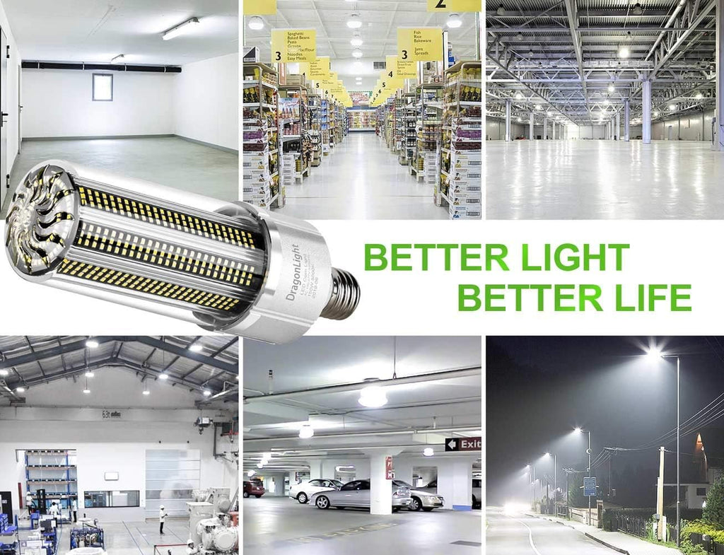 DragonLight 200W Commercial Grade Corn LED Light Bulb(800 Watt Metal Halide/HID/HPS Replacement) E39 Large Mogul Base LED Lamp 5000K Daylight 27,000LM for High Bay Area Lighting