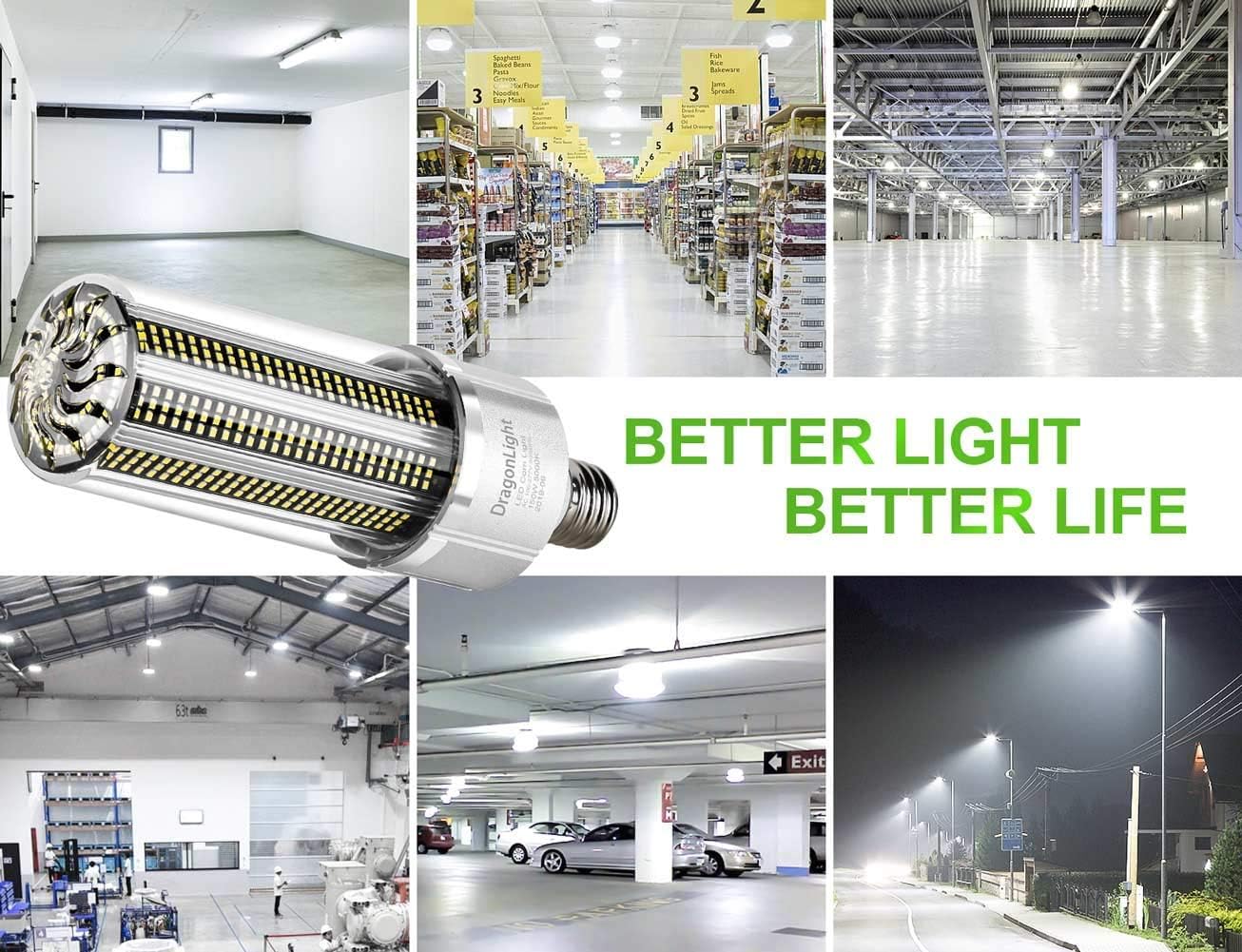 DragonLight 200W Commercial Grade Corn LED Light Bulb(800 Watt Metal Halide/HID/HPS Replacement) E39 Large Mogul Base LED Lamp 5000K Daylight 27,000LM for High Bay Area Lighting