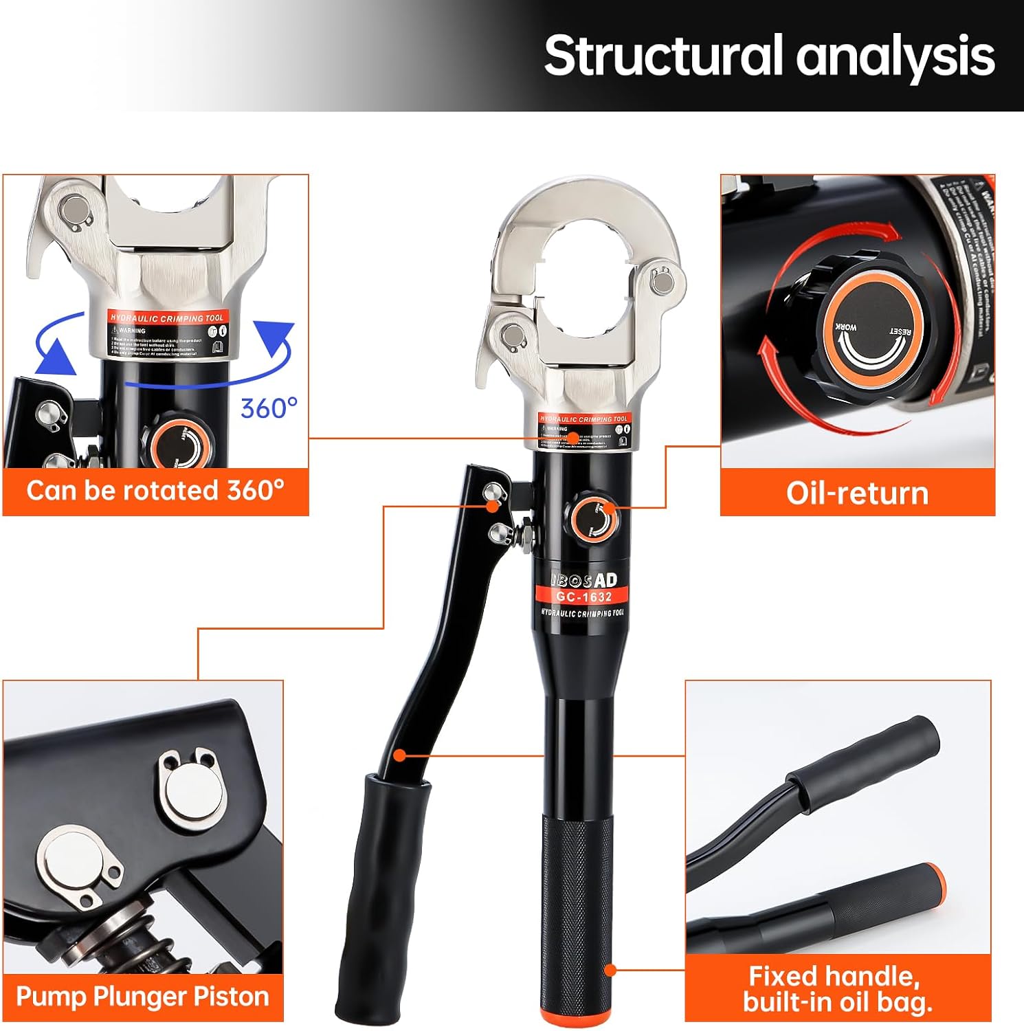 Hydraulic Copper Pipe Tube Fittings Crimping Tool with1/2,3/4,1' Dies for Copper Pipe and F877 Stainless PEX Press Sleeves,3/8',1/2',5/8',3/4',1' Dies for ASTM F1807 Pex Pipe Copper Ring