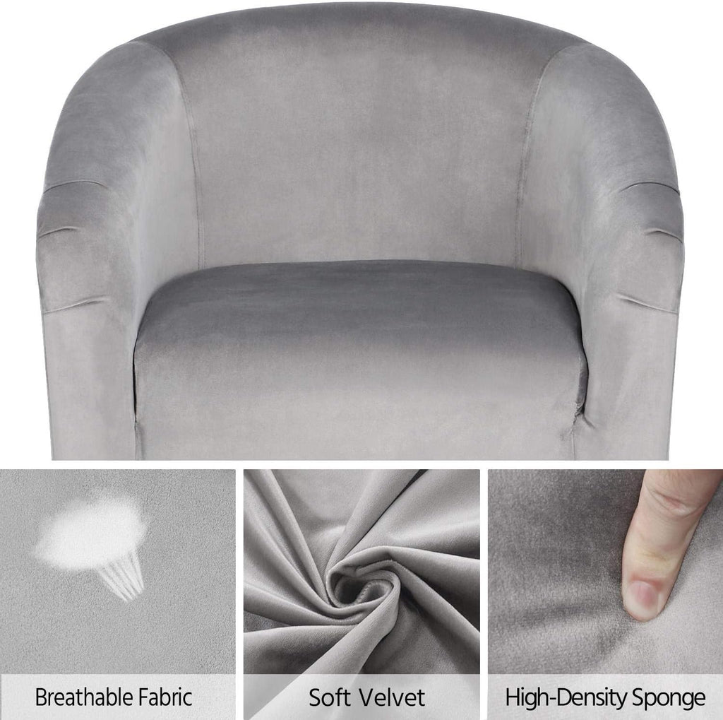 Yaheetech Barrel Chairs, Furry Accent Chairs with Soft Padded Armrest for Living Room Bedroom Waiting Room Office, Set of 2, Gray