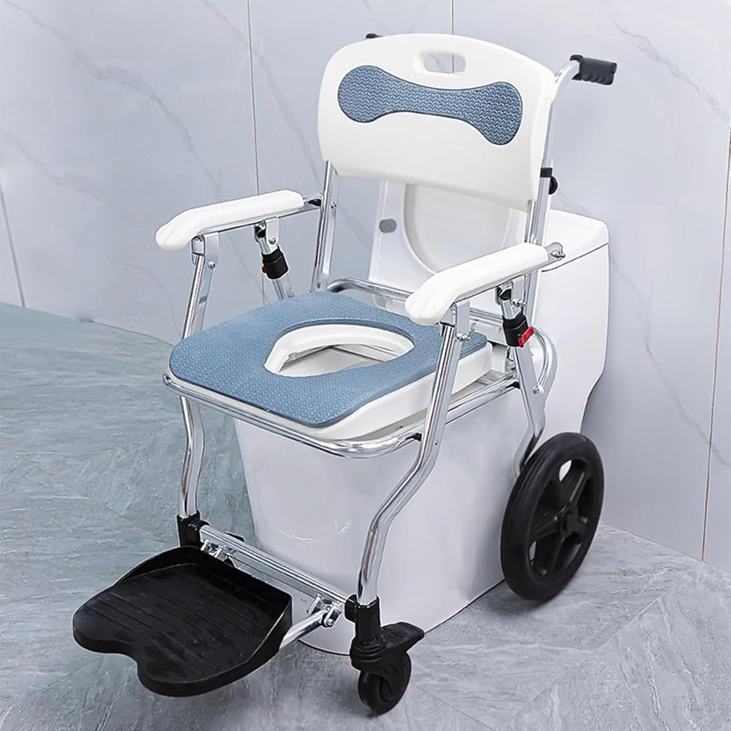 Heavy Duty Bath Chair with Removable Commode Shower Wheelchair for Seniors, Disabled,3 in 1 Foldable Shower Wheelchair Rolling Shower Chair,