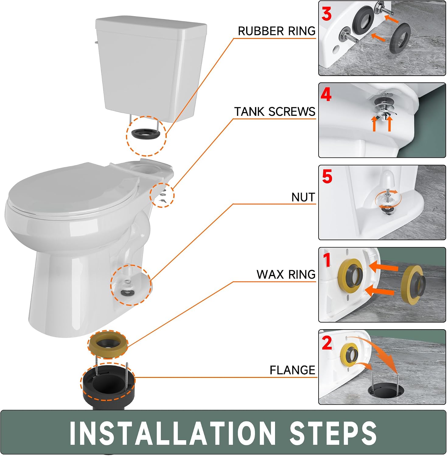 17 Inch Compact Tall Toilet ADA Height Seat 17.5', Single Flush 1.28 GPF, Left-Hand Trip Lever, Powerful Tornado Flush Two Piece, 12' Rough-in for Bathroom, Comfort Bowl Heigh 16.75', White
