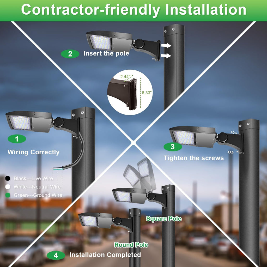 100W LED Parking Lot Light, 14000LM(140lm/w) LED Shoebox Area Light, 5000K Dimmable Commercial Outdoor Street Lighting(350W HID/HPS Equivalent) with Direct Arm Mount IP65 100-277VAC