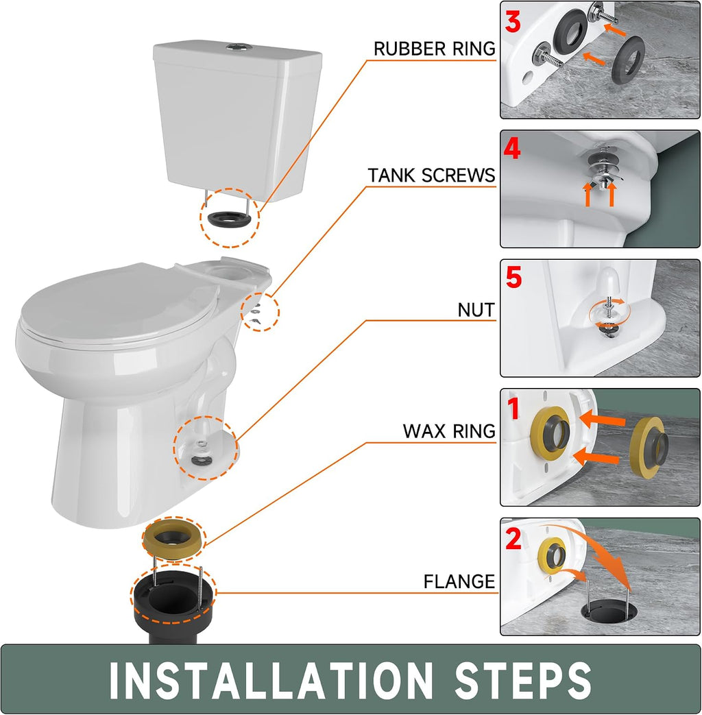 17 Inch Compact Tall Toilet ADA Height Seat 17.5', Powerful Tornado Flush, Two Piece Dual Flush 1.0/1.28 GPF, 12' Rough-in for Bathroom, Comfort Bowl Heigh 16.75', White