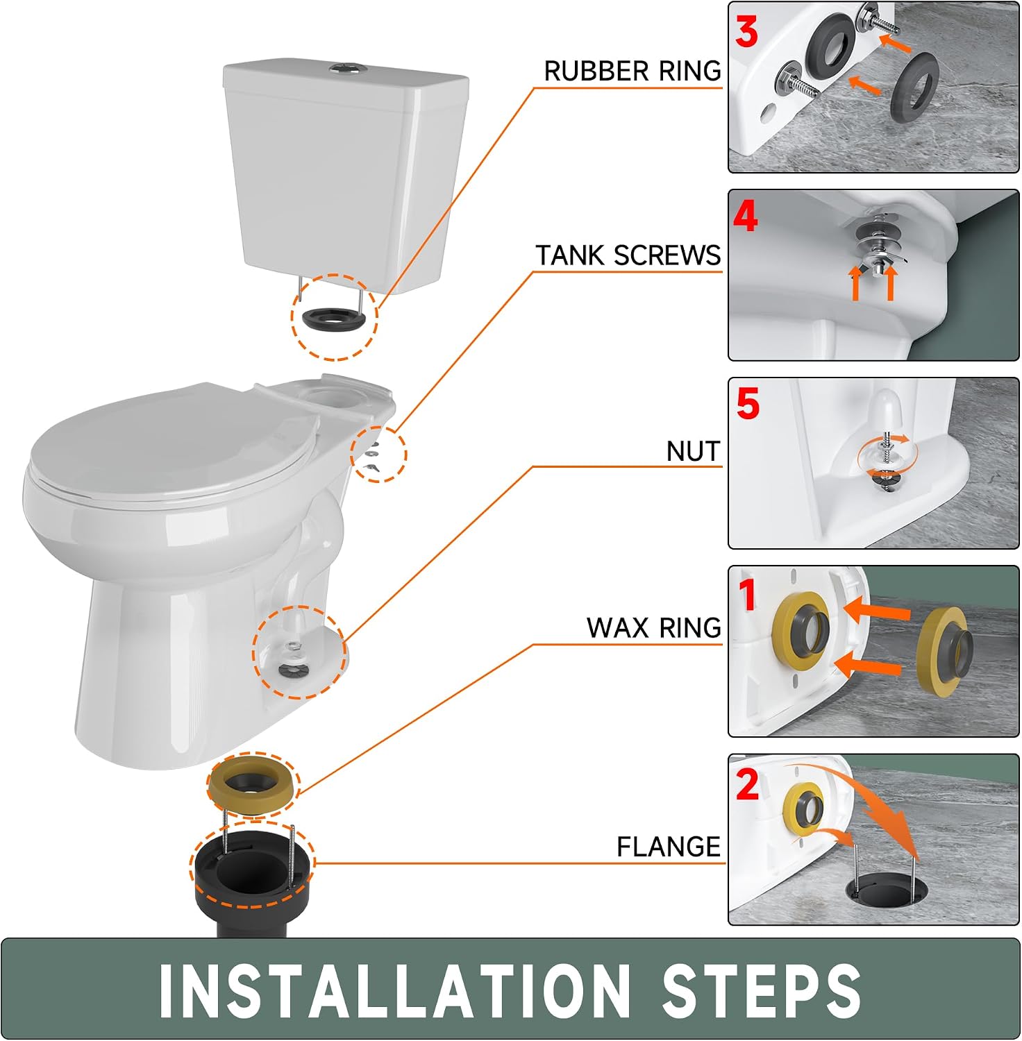17 Inch Compact Tall Toilet ADA Height Seat 17.5', Powerful Tornado Flush, Two Piece Dual Flush 1.0/1.28 GPF, 12' Rough-in for Bathroom, Comfort Bowl Heigh 16.75', White