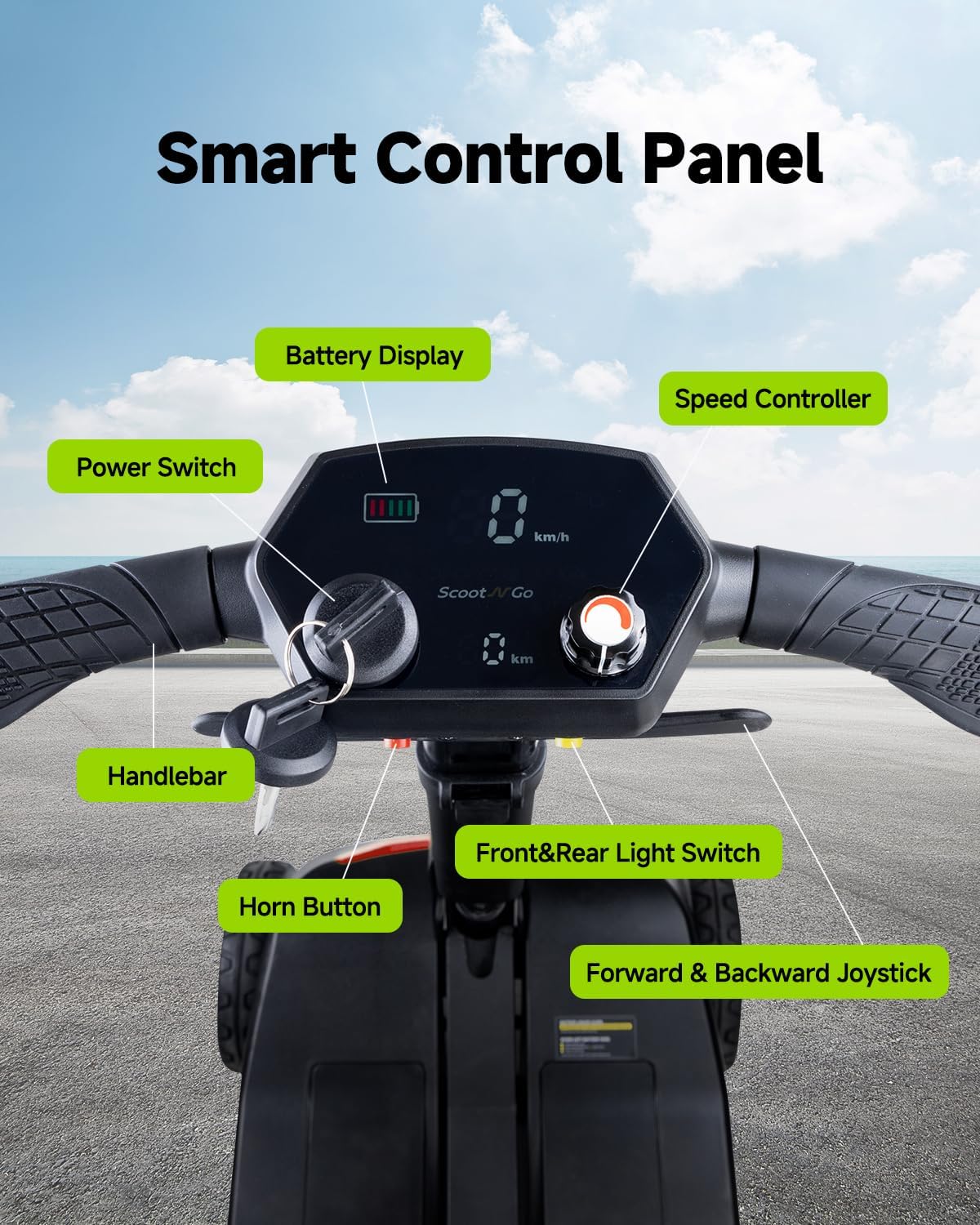SCOOTNGO Mobility Scooters for Seniors & Adults 4 Wheel Travel Mobility Scooter Airline Approved with Two Batteries, Lightweight, Foldable, No Assembly Needed (Black Red, Dual Batteries)