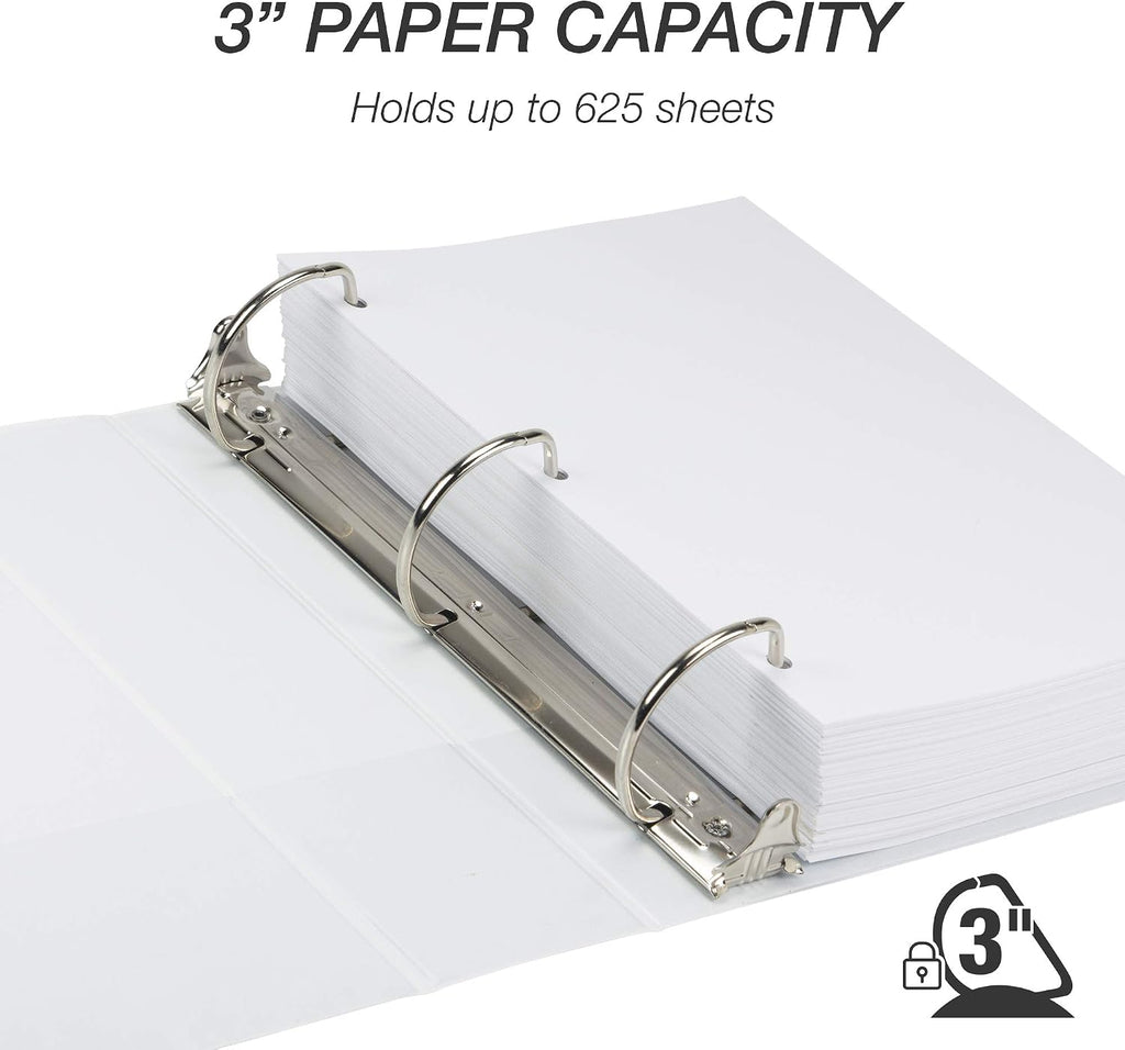 Samsill Durable 3 inch 3 Ring Binder, D Ring Binder, 100% Recycled Chipboard, White, Pallet of 288 Binders in 24 Cartons
