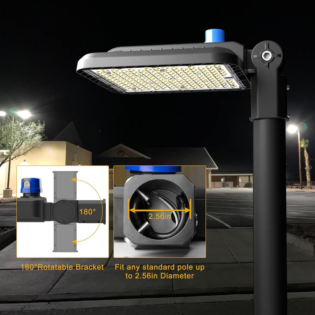 320W(350 X 1W LED) LED Parking Lot Lights Outdoor 48000lm(150LM/W) Dusk-to-Dawn 5000K Daylight Slipfitter Mount Commercial Area Street Lighting ETL Listed 6KV SPD 7Yrs Warranty-4Pack