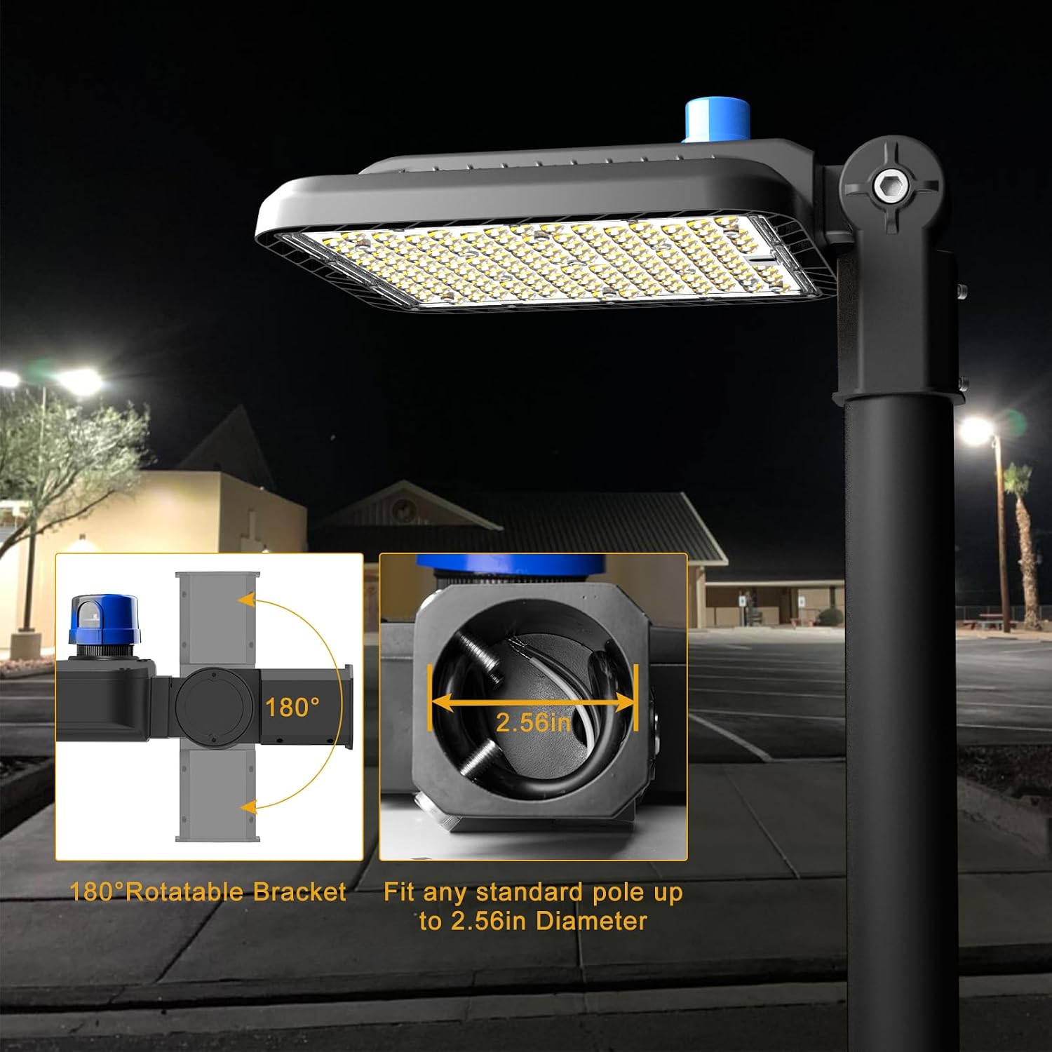 320W(350 X 1W LED) LED Parking Lot Lights Outdoor 48000lm(150LM/W) Dusk-to-Dawn 5000K Daylight Slipfitter Mount Commercial Area Street Lighting ETL Listed 6KV SPD 7Yrs Warranty-4Pack