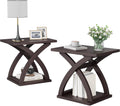 ChooChoo End Side Table Set of 2, Modern End Table with Storage Shelf, X-Design Side Table Living Room (Espresso)