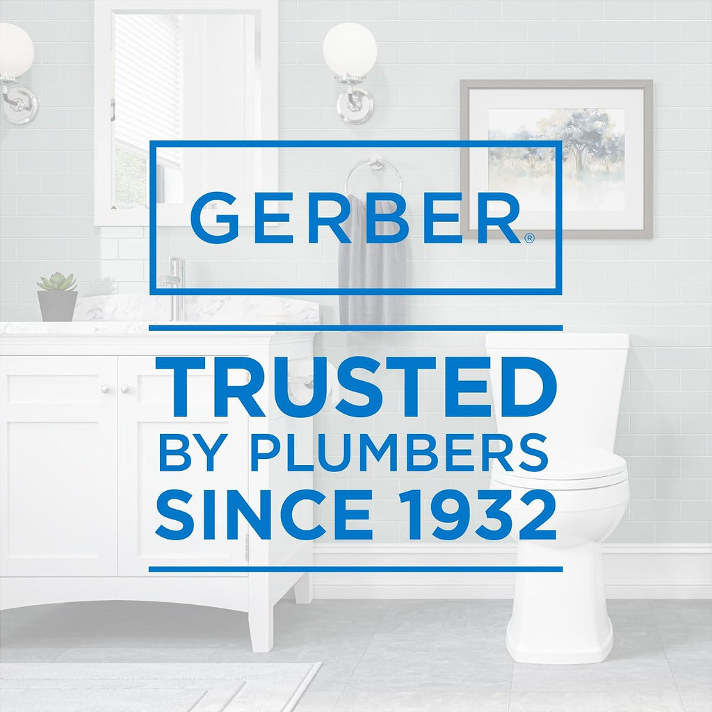 Gerber Avalanche Select 1.28 GPF Two-Piece Toilet with QuietClean Flush & KeepClean Surface, ADA Chair Height, 12-in Rough-In, Soft-Close Seat & Install Kit with Wax Ring, White, GRS48211E
