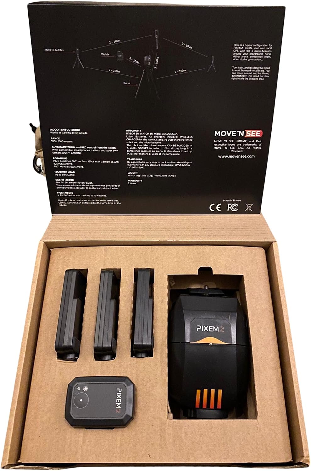 MOVE'N SEE PIXEM 2 Robot Incl. Tripod LITE | Horse Track Pack | Auto Follow Camera for Individual Sports and Stage, Equestrian Tracking Pack, 360° Rotation, Remote App Control