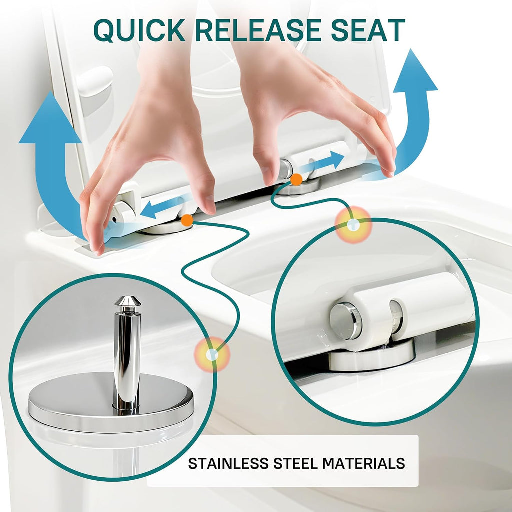 W2121D One-Piece Dual Flush Toilet, 0.8/1.28 GPF,360° Tornado Flush, Elongated D-Shape Bowl, 12-In Rough-In, White, Soft-Close Seat, EPA & WaterSense Certified