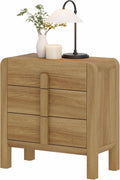 WAMPAT Large 3 Drawer Nightstand, 31.5' Tall Wooden Bedside Table with Curved Design, Modern Walnut Nightstand with Storage, Wider Side Table End Table for Bedroom