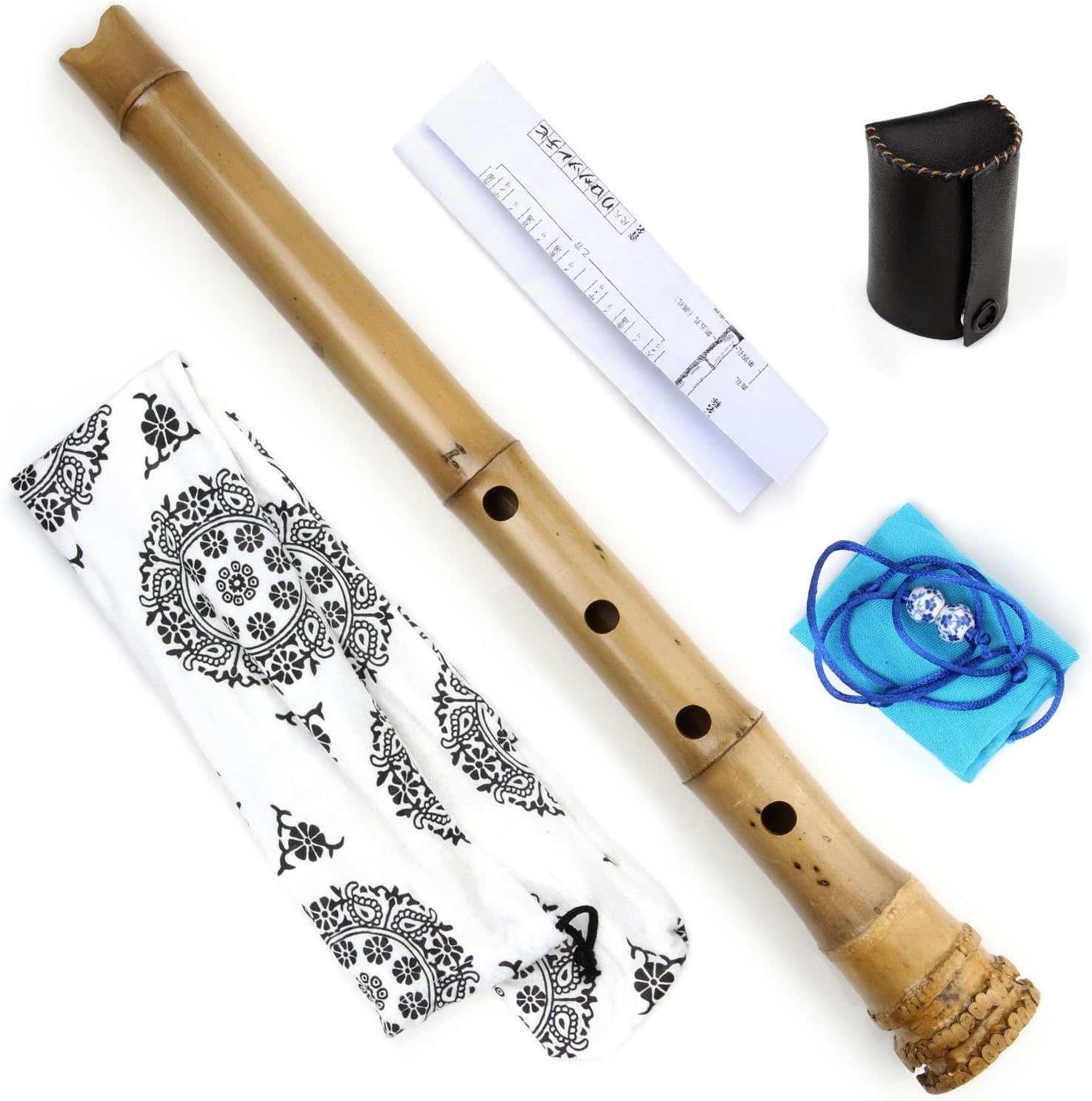Traditional Musical Instrument D Key 5 Holes Japan Style Shakuhachi D/E Key Musical Instruments Bamboo Flute With Root Woodwind Instrument (1.6 E Key)