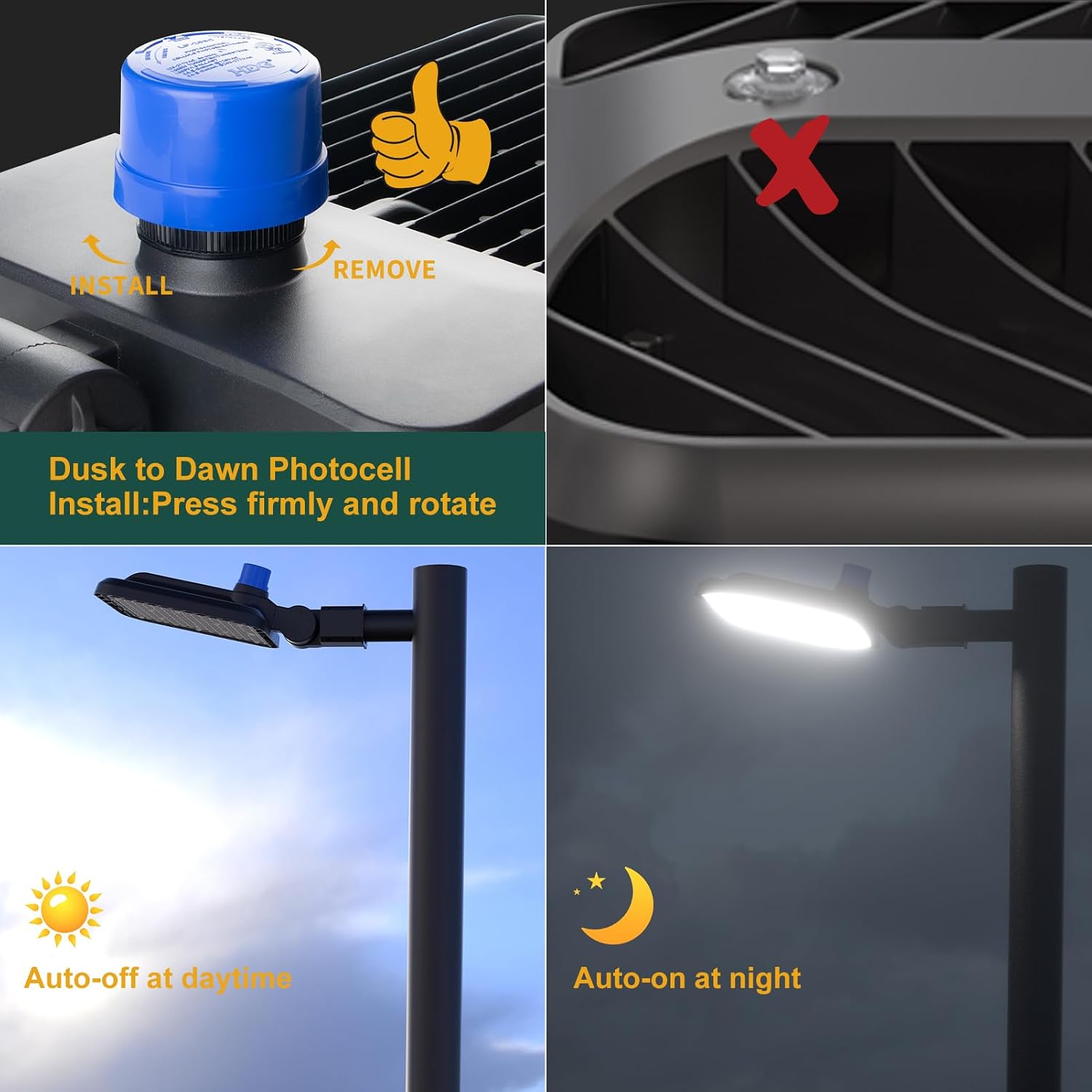 320W(350 X 1W LED) LED Parking Lot Lights Outdoor 48000lm(150LM/W) Dusk-to-Dawn 5000K Daylight Slipfitter Mount Commercial Area Street Lighting ETL Listed 6KV SPD 7Yrs Warranty-4Pack