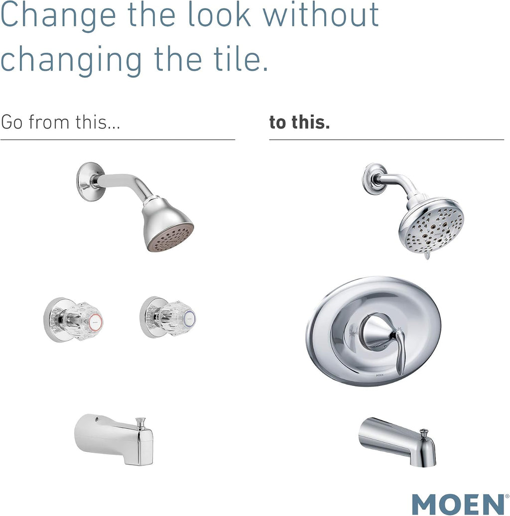 Moen T2139EPBN Eva Posi-Temp Eco-Performance Tub and Shower Trim Kit, Valve Required, Brushed Nickel