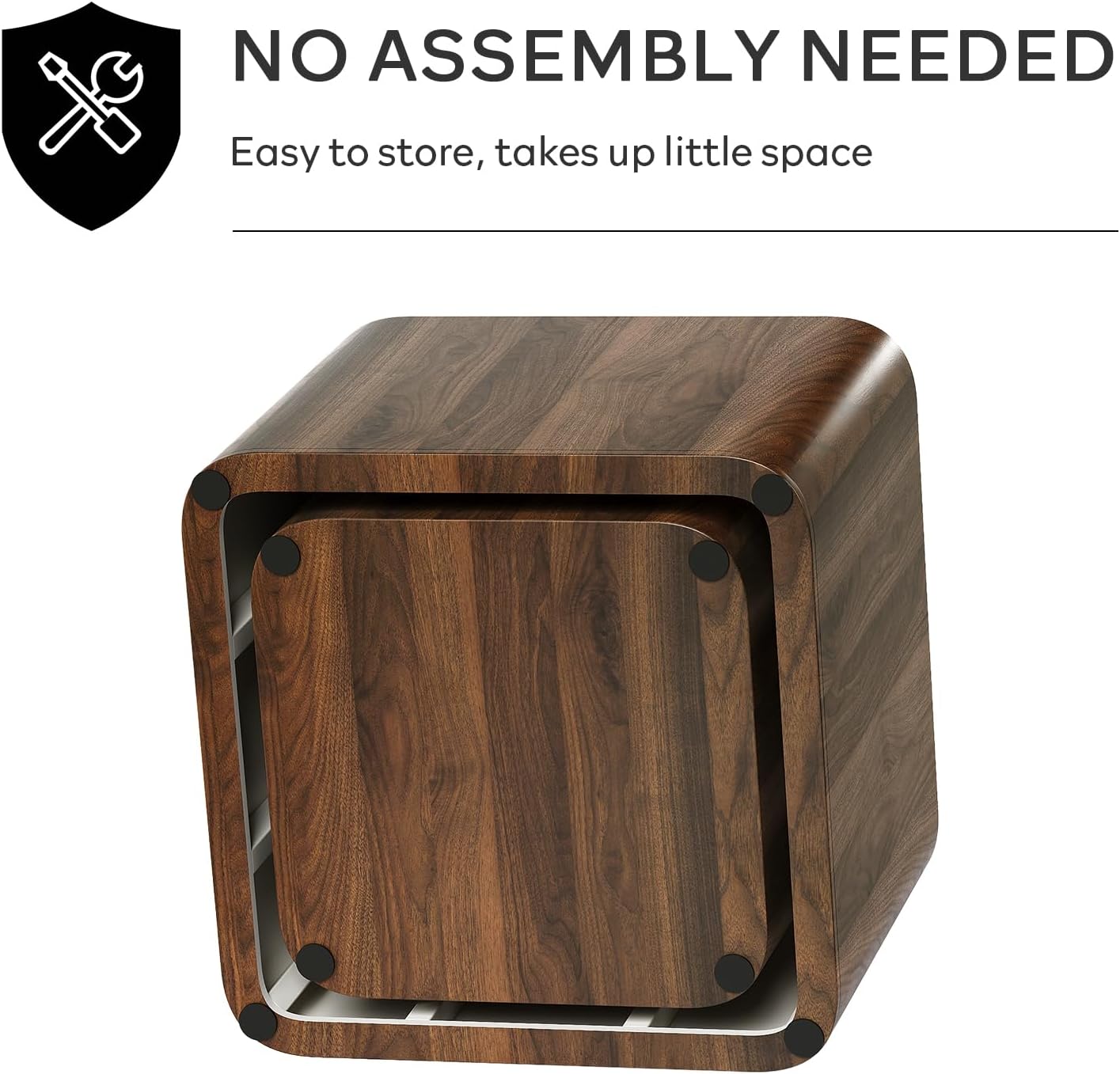 Nesting Coffee Table Set of 2, Modern Coffee Table and End Table Sets, Small Wooden Nesting Side Tables for Living Room Bedroom Apartment(Walnut)