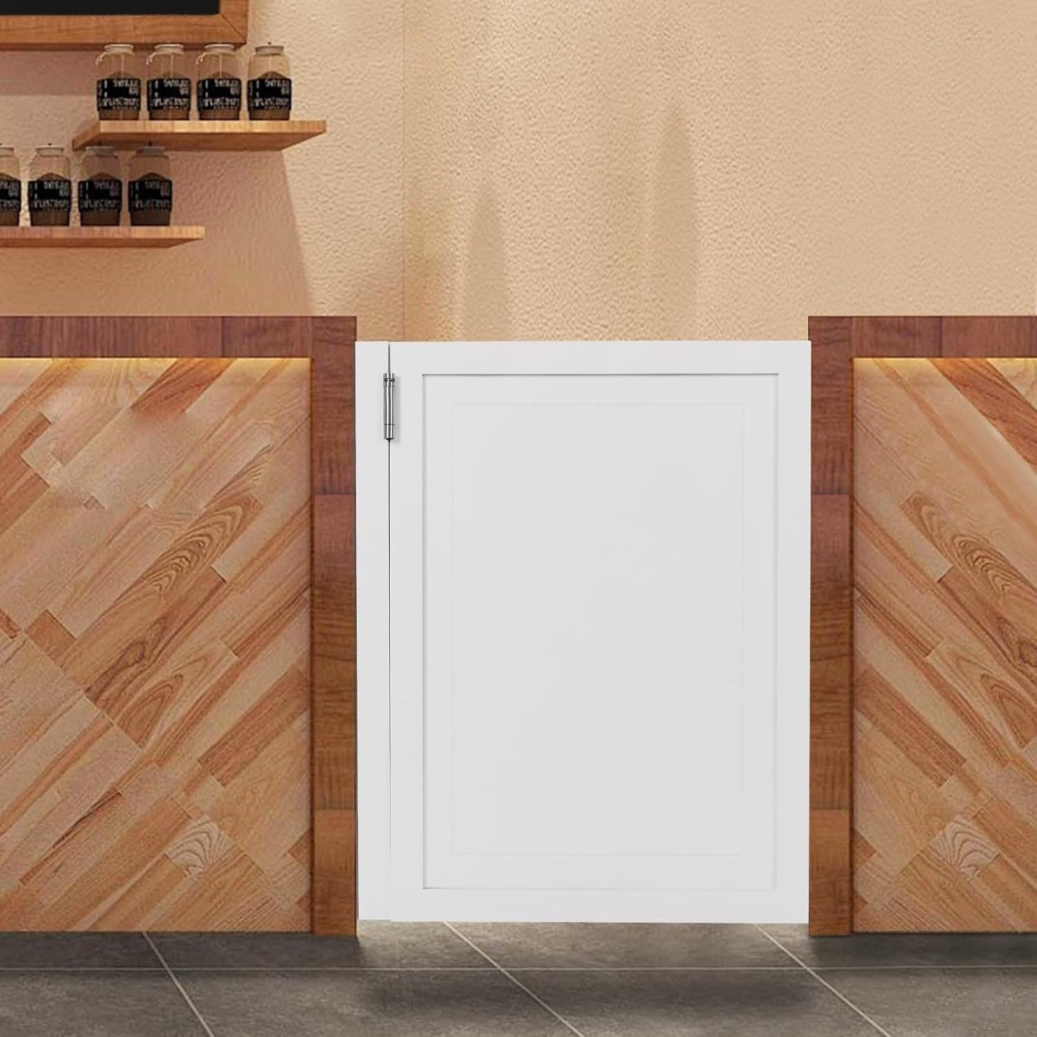 Swinging Door Cafe Doors,Solid Wood Swing Door Interior Saloon Half Partition Doors with 3 Hinges for House Kitchen Shop Entrance Pub Porch(27.6x35.4in-White)