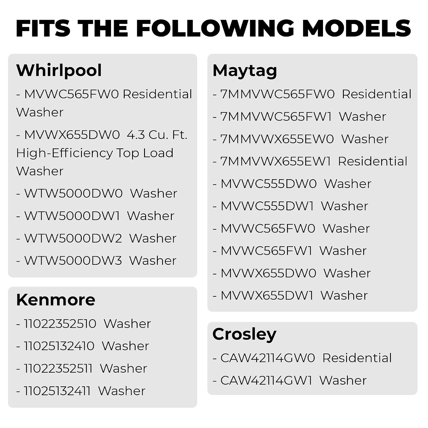 W11454734 Washer Gear Case Replaces AP6993915, W11035751, W10771760, W10006481, W10870913 (Transmission) Works with Maytag Whirlpool Kenmore Crosley, Shaft 4 3/8 in Seal 3.2in and W10721967 Cam Kit
