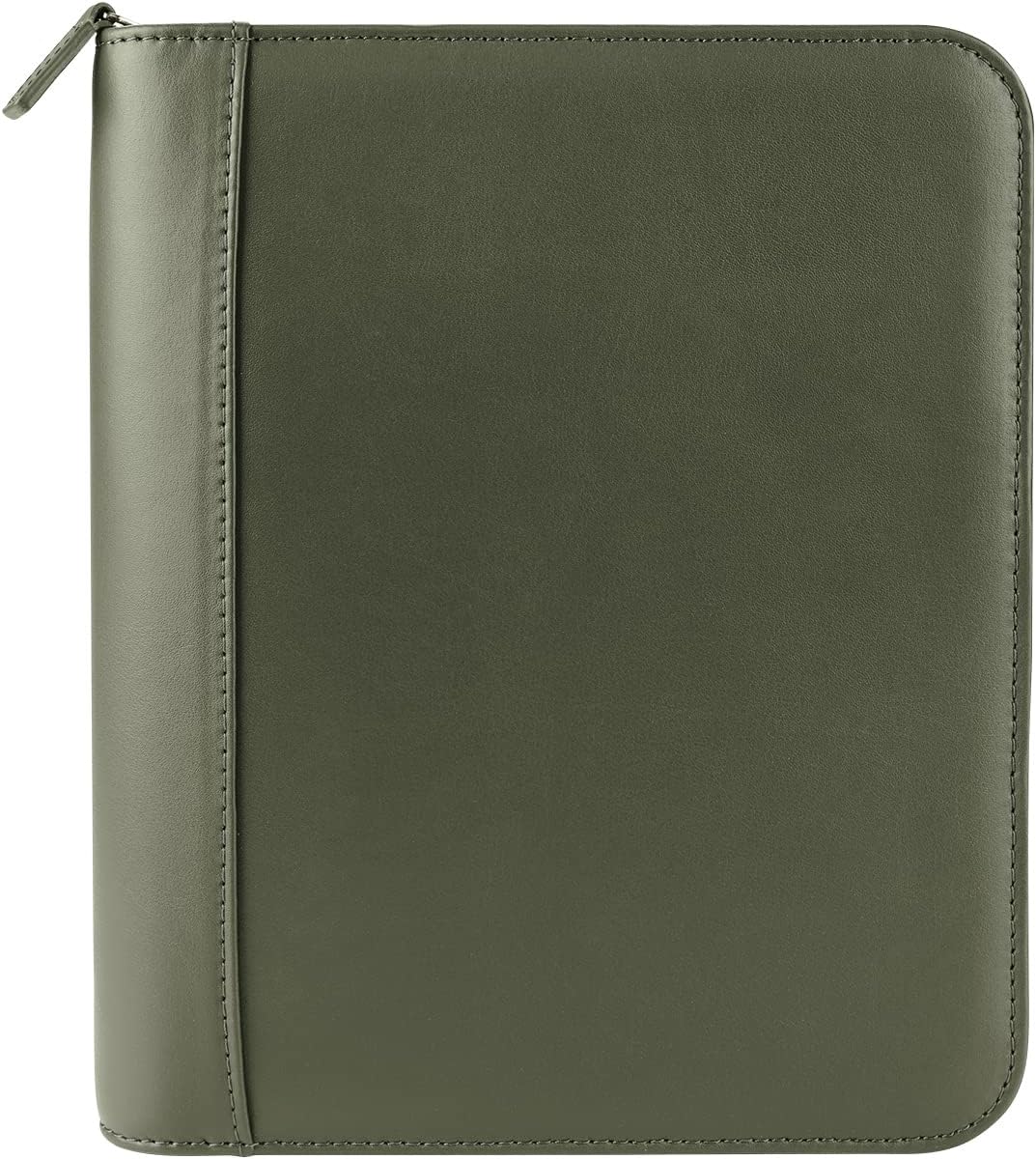 FranklinCovey - FC Signature Ring-Bound Binder for FranklinCovey Planners | Leather - Zipper Binder (Classic, Olive)