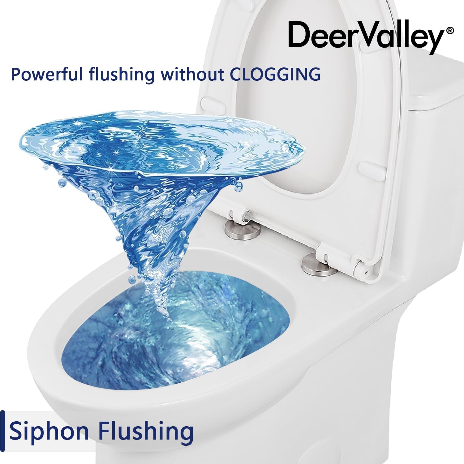 One Piece Toilet, DeerValley DV-1F52677A ADA Height 17', Dual-Flush 0.8/1.28 GPF, 12' Rough In, Elongated Soft Closing Seat Included, High Efficiency White Toilet