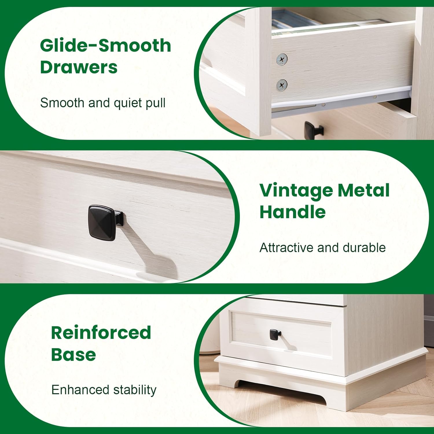 20-Inch Wide Modern Nightstand with Charging Station & Outlets, Bedside Table with 2 Drawers and Open Shelf, Sleek Design End Table for Bedroom and Office, White (Single Piece)