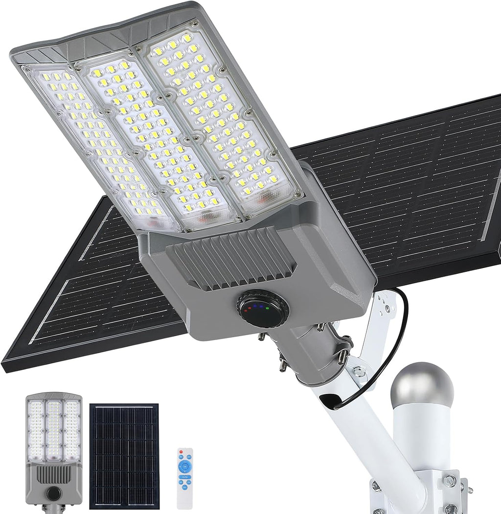 12000W Solar Street Light, Aluminum Commercial Parking Lot Lights with Motion Sensor, 6500K Dusk to Dawn Solar Lights Outdoor Waterproof, Heavy Duty Security Flood Light for Driveway Yard Court, Gray