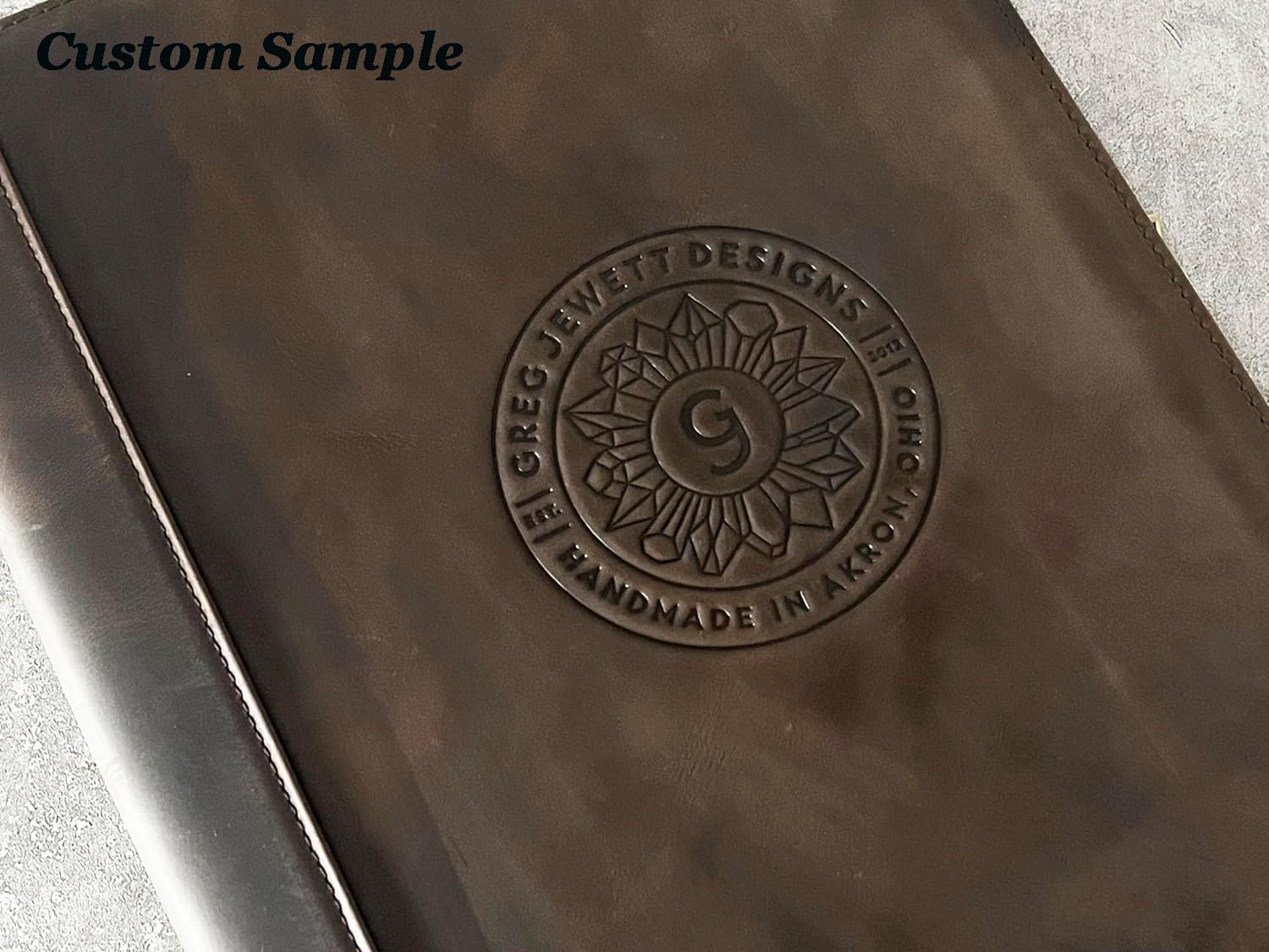 DUKE&COW Leather Portfolio with 3 Ring Binder, Personalized Binder Padfolio Executive Folio Zippered, Engraved Folder Organizer, Custom Gift for Men Women （Dark Khaki, Custom）