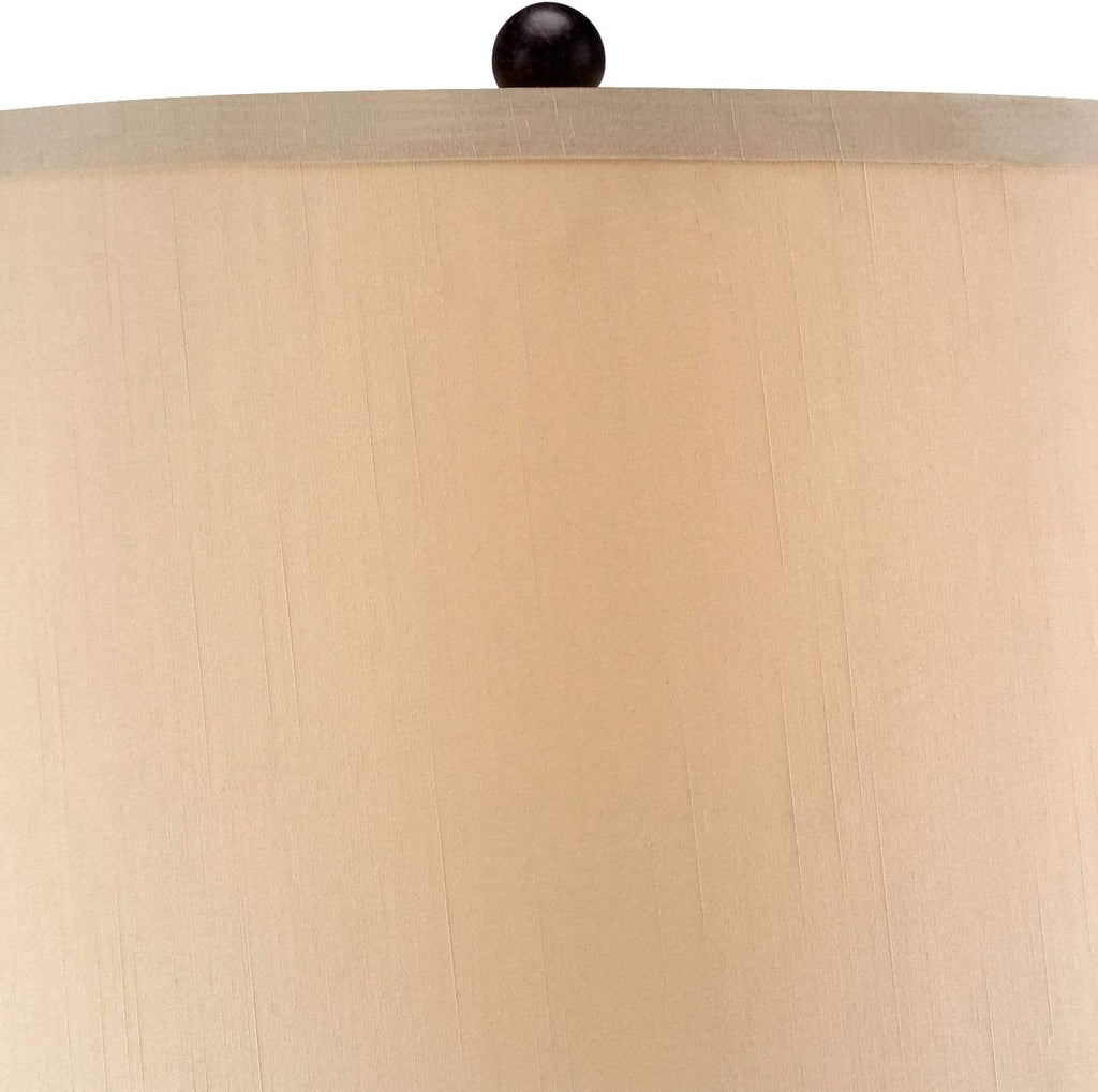 John Timberland Mission Cage Table Lamps 33' Tall Set of 2 with Nightlight Lantern Brushed Iron Brown Beige Fabric Shade for Living Room Bedroom House Bedside Nightstand Home Office Entryway