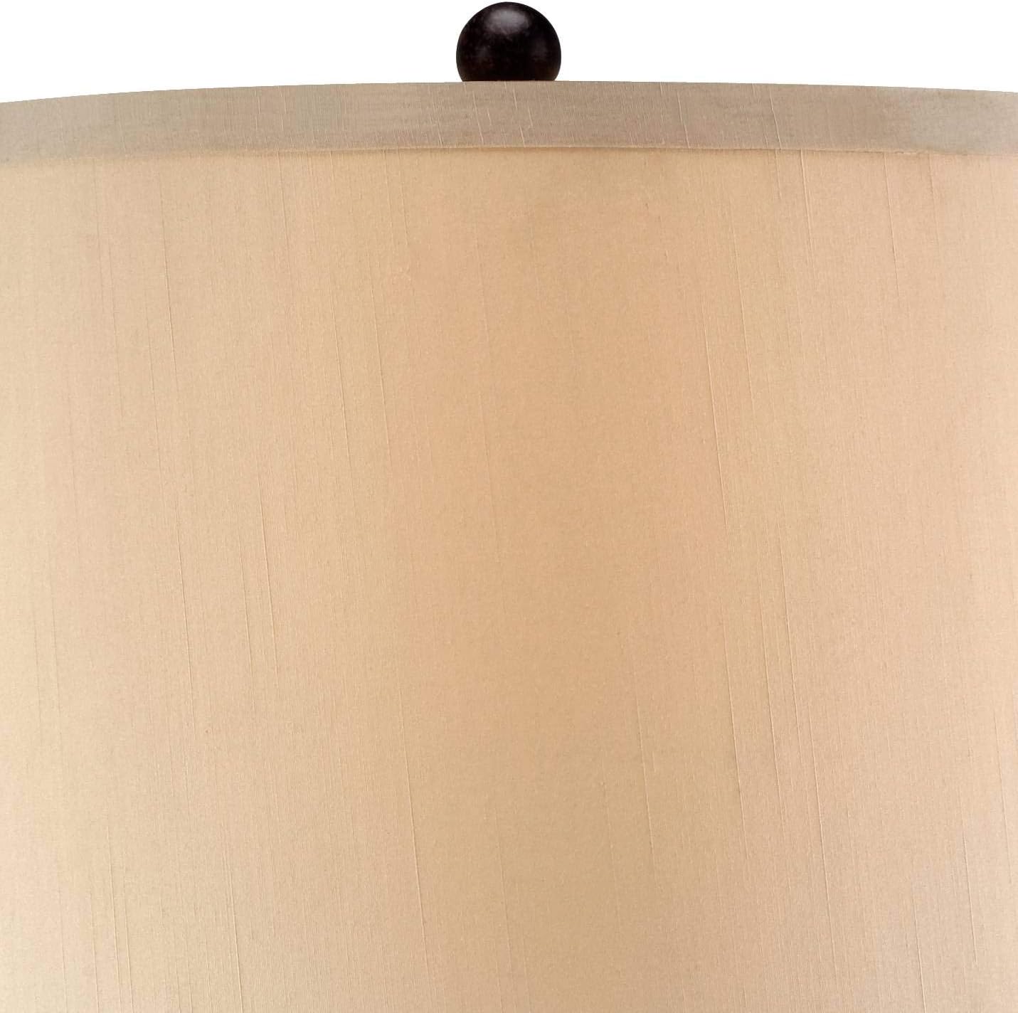 John Timberland Mission Cage Table Lamps 33' Tall Set of 2 with Nightlight Lantern Brushed Iron Brown Beige Fabric Shade for Living Room Bedroom House Bedside Nightstand Home Office Entryway