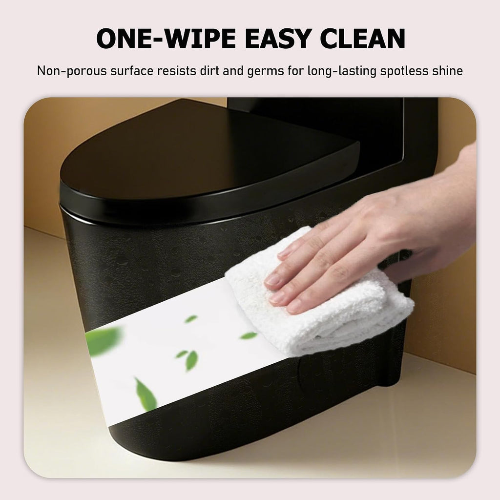 Dual Flush One Toilet, Water Saving Elongated Comfort Height Floor Mounted, Soft Close Seat, 1000 Gram Map Flushing SToilet, Matte Black GF 26T01 MB
