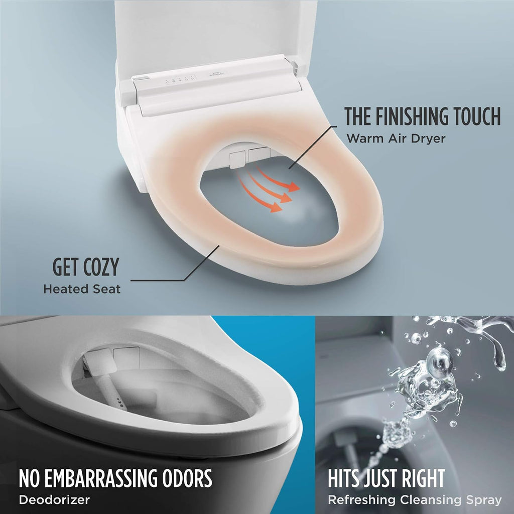 TOTO Drake Elongated 1.28 GPF Toilet with TOTO WASHLET C5 Bidet Toilet Seat Bundle - Cotton White