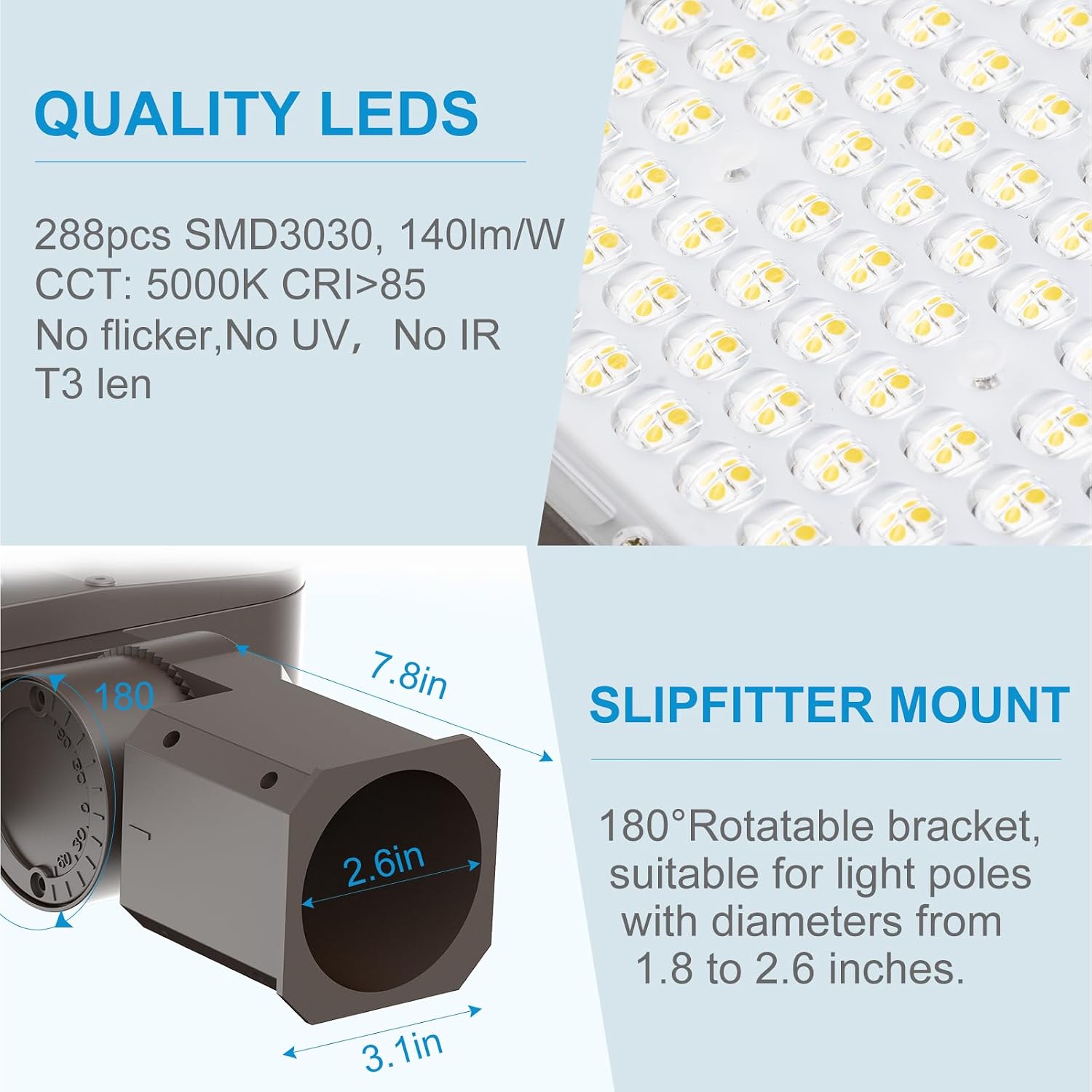 4Pack 240W LED Parking Lot Light (60000LM Eqv 1000W HID/HPS) 5000K SlipFitter Mount LED Pole Light with Dusk to Dawn Photocell IP65 Outdoor Area Lighting for Driveway/Yard/Barn/Backyard-7Yrs Warranty