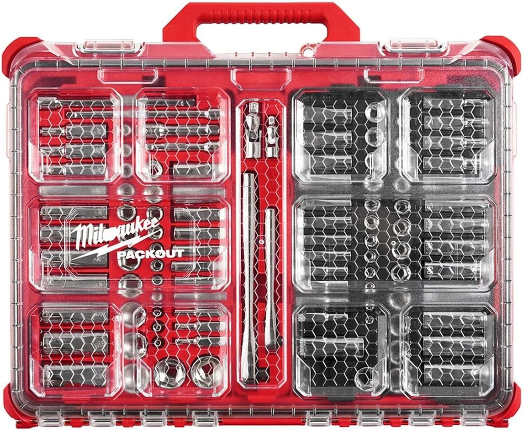 48-22-9486 Ratchet and Socket Set FOR Milwaukee 1/4 and 3/8 Inch Drive 106 Pc SAE Metric Tool Set with PACKOUT Organizer