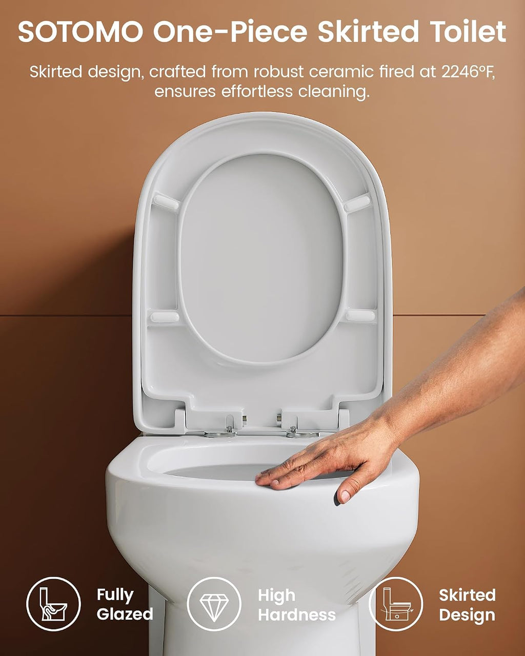 Compact One Piece Toilet Matte Black, Space-Saving Powerful Dual Flush Round Small Toilet for Bathrooms, Average 1.28 GPF, Skirted Design Upgraded UF Quiet & Soft Close Seat (12' Rough-in Toilet)